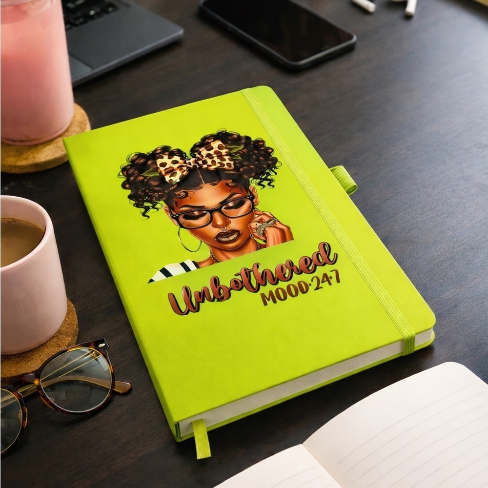 “Unbothered Mood 24/7” Lime Green Journal